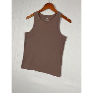 Gap Tank Top Womens Medium Brown High Neck Ribbed Tank Minimalist Basics